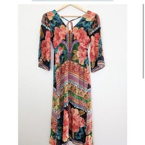 FARM Rio Colorful Floral V-Neck dress